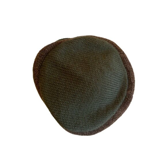 Obermeyer Green Brown Flat Top Knit Ski Hat Cap One Size - Picture 3 of 7